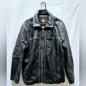 Marc New York by Andrew Marc Leather Jacket Mens Brown Size Medium Bomber Lined